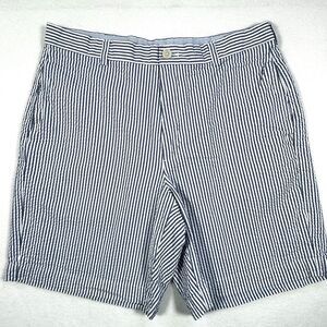 Brooks Brothers Genuine Seersucker Shorts Men's 34 Blue Flat Front Preppy Beach